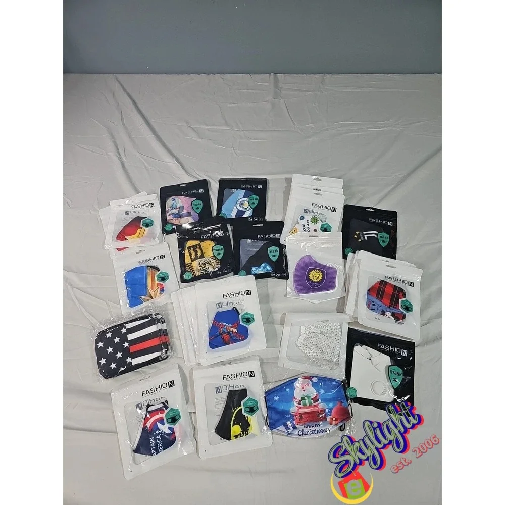 Lot‎ of 29 Reusable Fabric Face Masks Washable Soccer, Mickey, Harry Potter